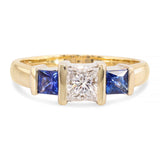 14k Yellow Gold 0.50ct J VVS2 Diamond & Royal Blue Sapphire Ring