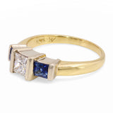 14k Yellow Gold 0.50ct J VVS2 Diamond & Royal Blue Sapphire Ring