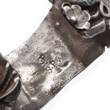 Vintage Navajo Artist Signed Sterling Silver Turquoise Cluster Cuff Bracelet