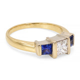 14k Yellow Gold 0.50ct J VVS2 Diamond & Royal Blue Sapphire Ring