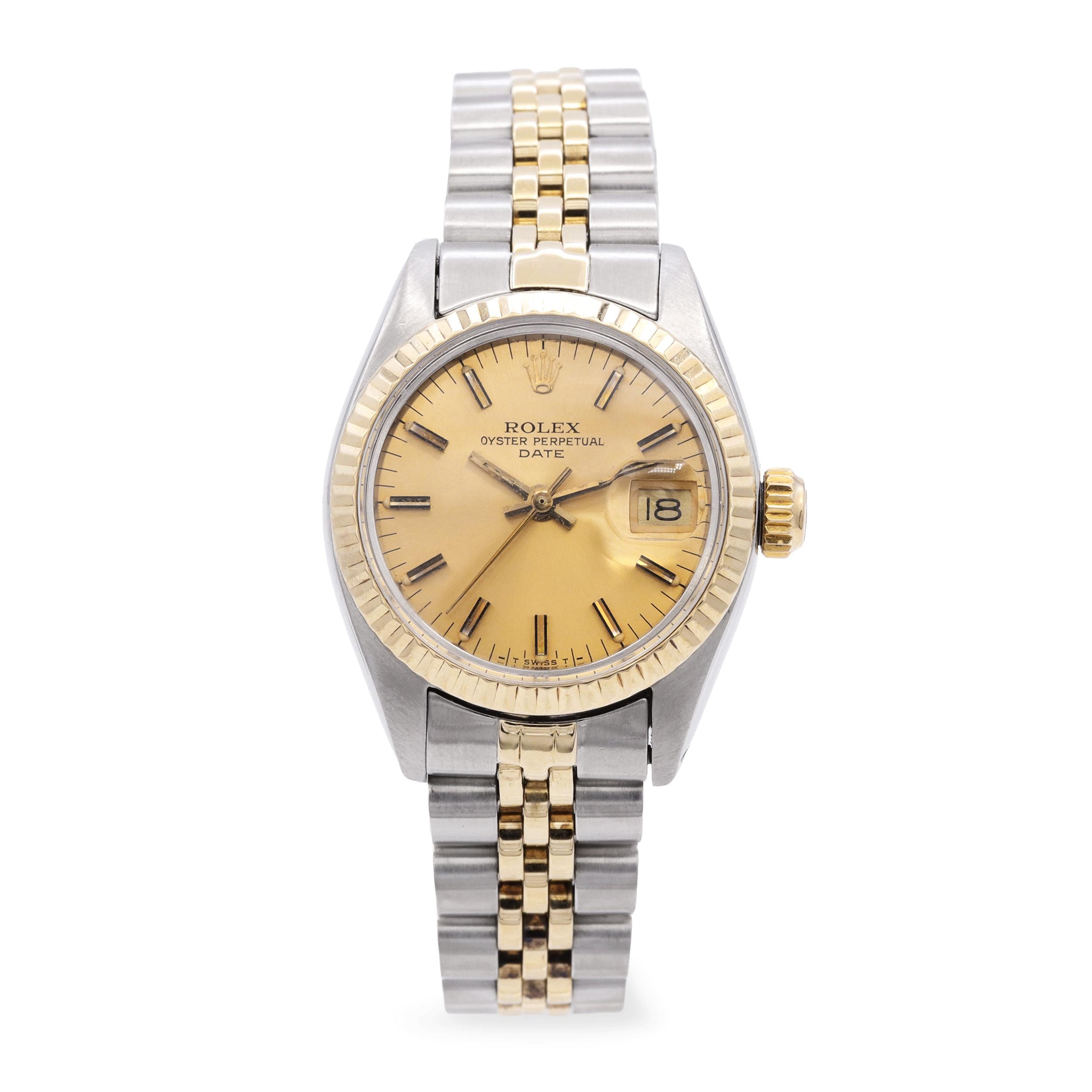 Rolex Date Two-tone Stainless Steel Automatic Women's Watch Ref 6917