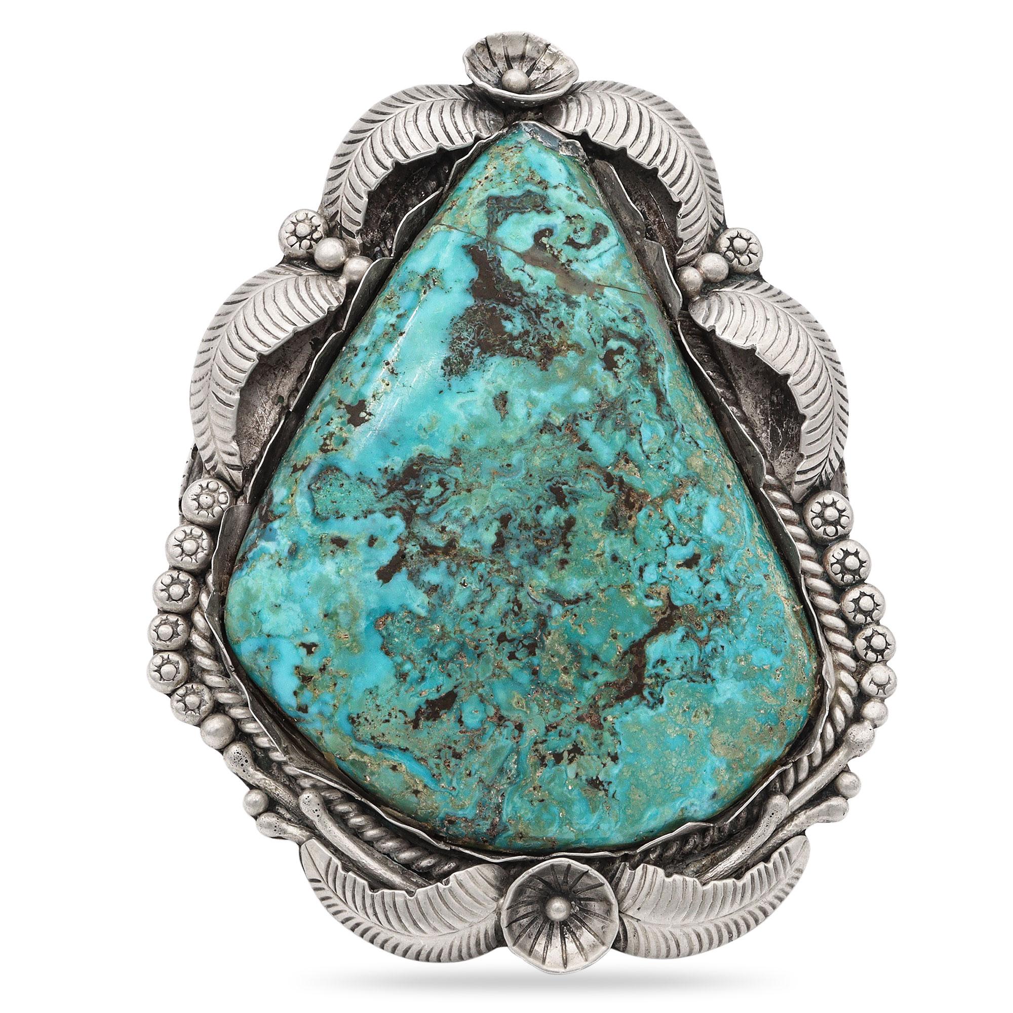 Vintage Southwest Native American Sterling Silver Turquoise Cuff Bracelet