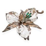 Crown Trifari Alfred Philippe Sterling Silver Jelly Belly Lucite Orchid Brooch