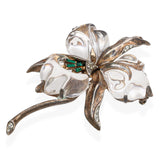 Crown Trifari Alfred Philippe Sterling Silver Jelly Belly Lucite Orchid Brooch