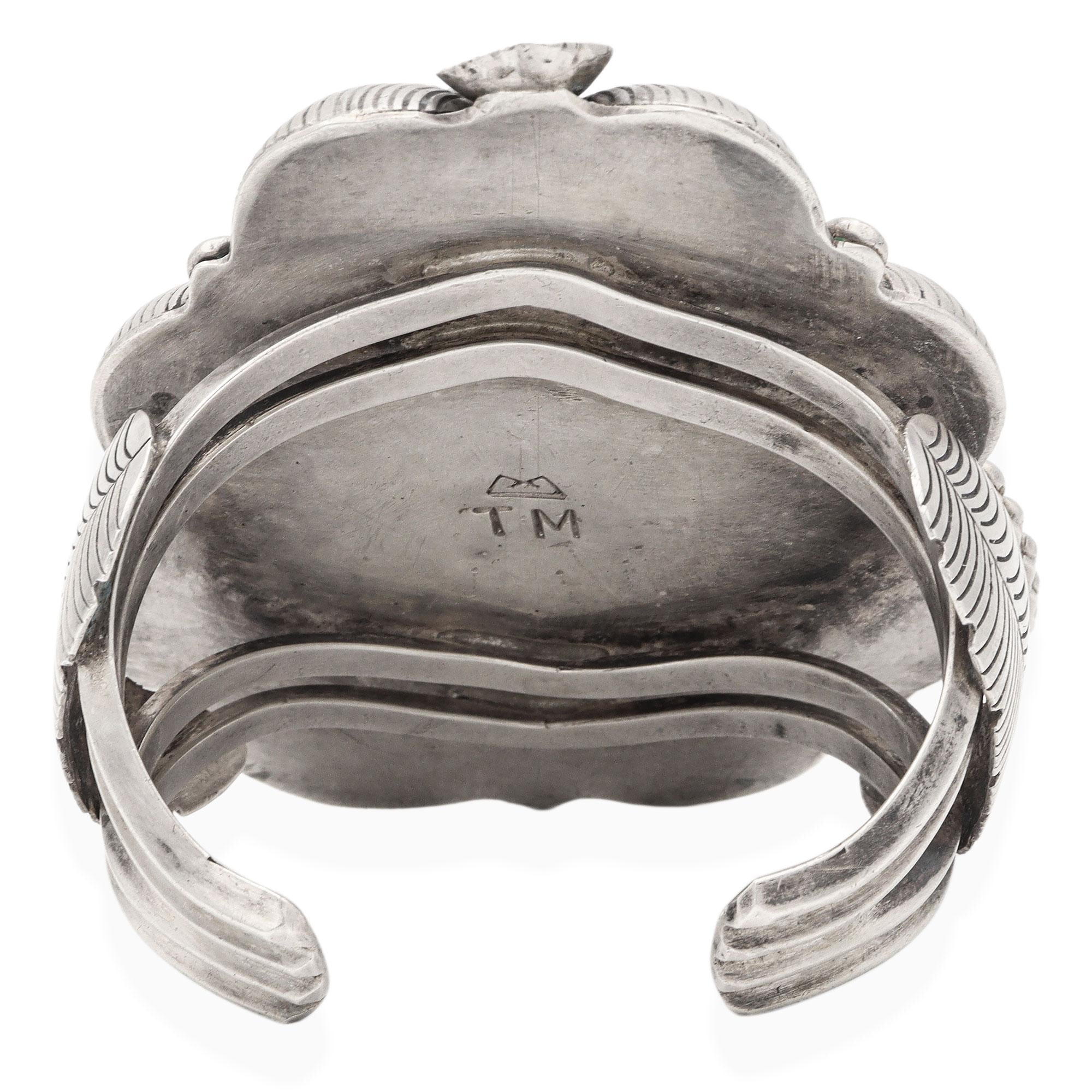 Vintage Southwest Native American Sterling Silver Turquoise Cuff Bracelet