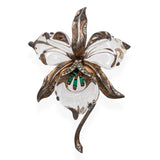 Crown Trifari Alfred Philippe Sterling Silver Jelly Belly Lucite Orchid Brooch