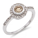 14k White Gold 0.65tcw Champagne Diamond Halo Ring
