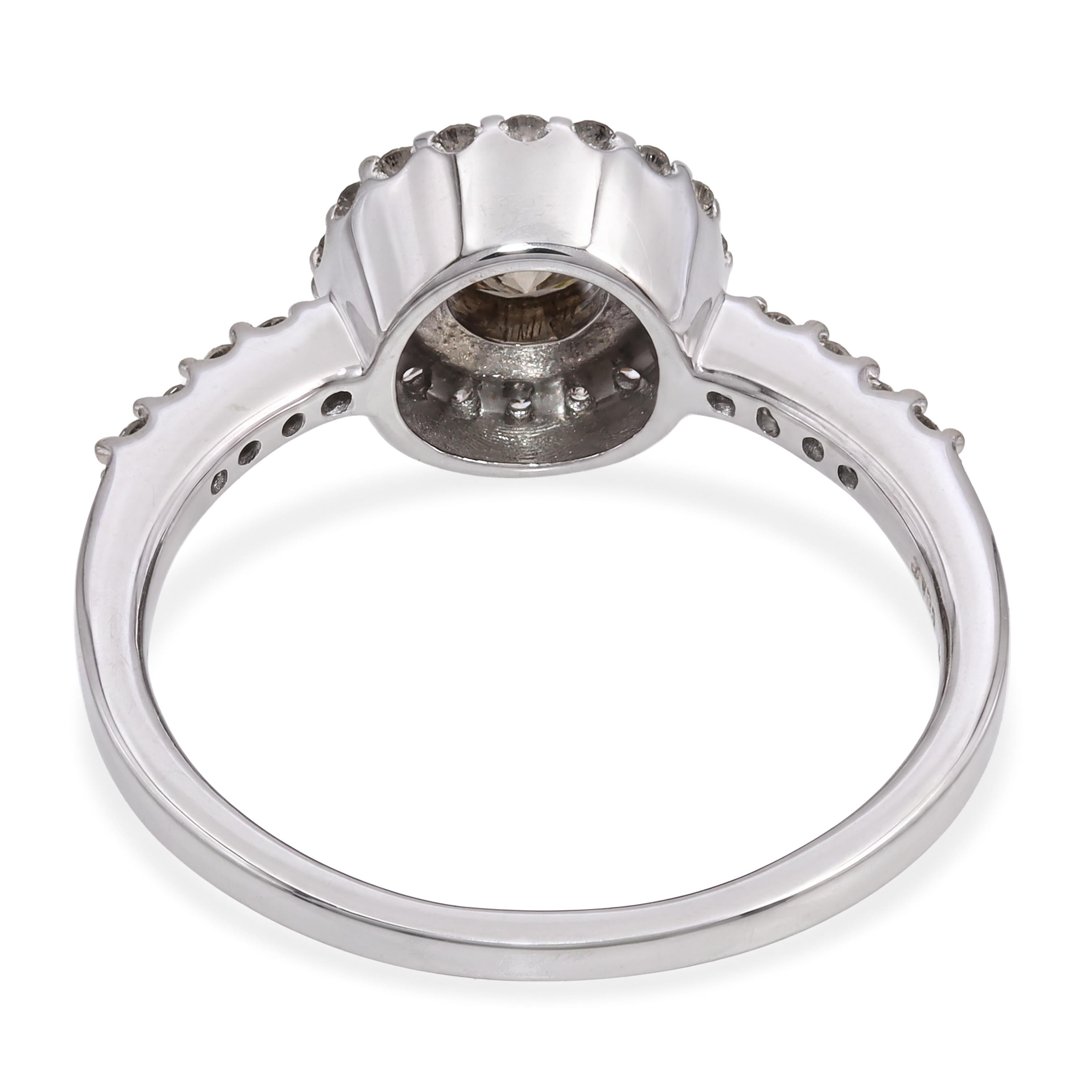 14k White Gold 0.65tcw Champagne Diamond Halo Ring
