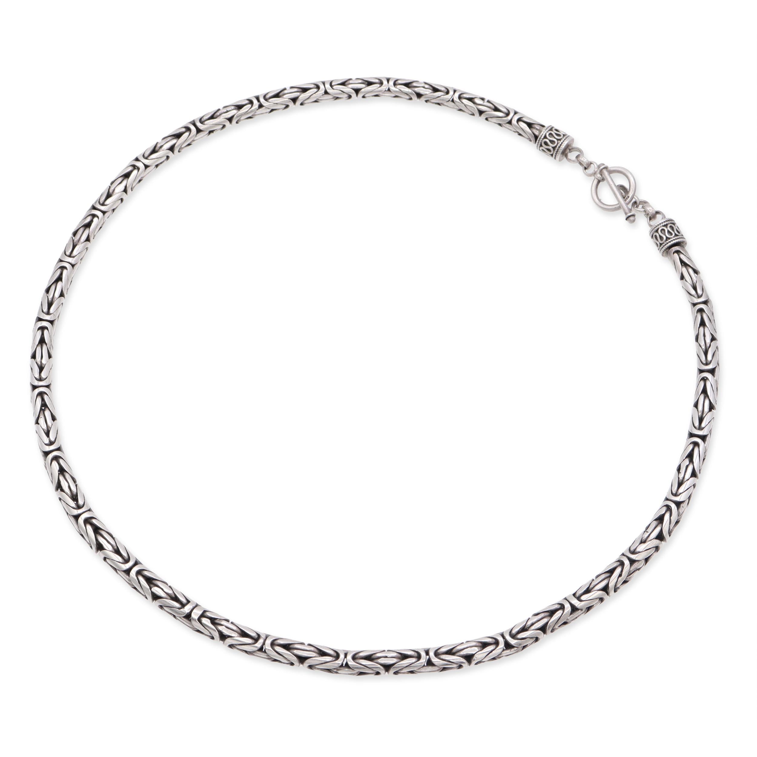 Vintage Sterling Silver Byzantine Toggle Clasp Chain