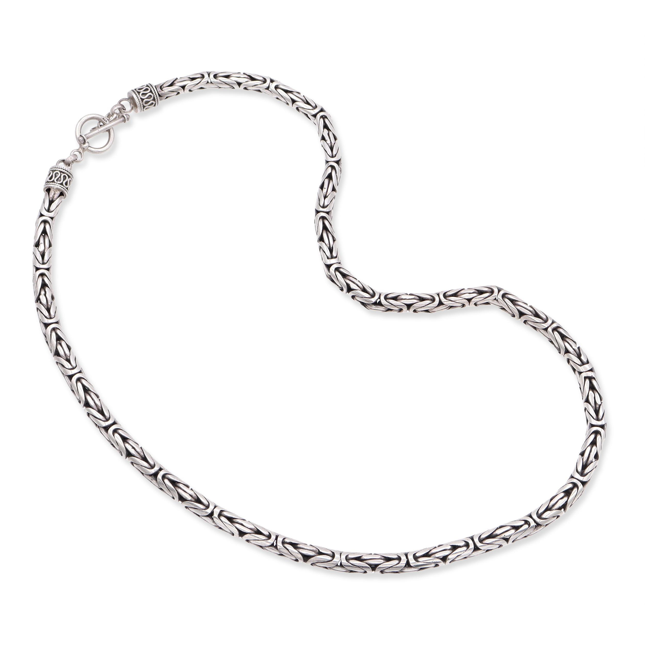 Vintage Sterling Silver Byzantine Toggle Clasp Chain