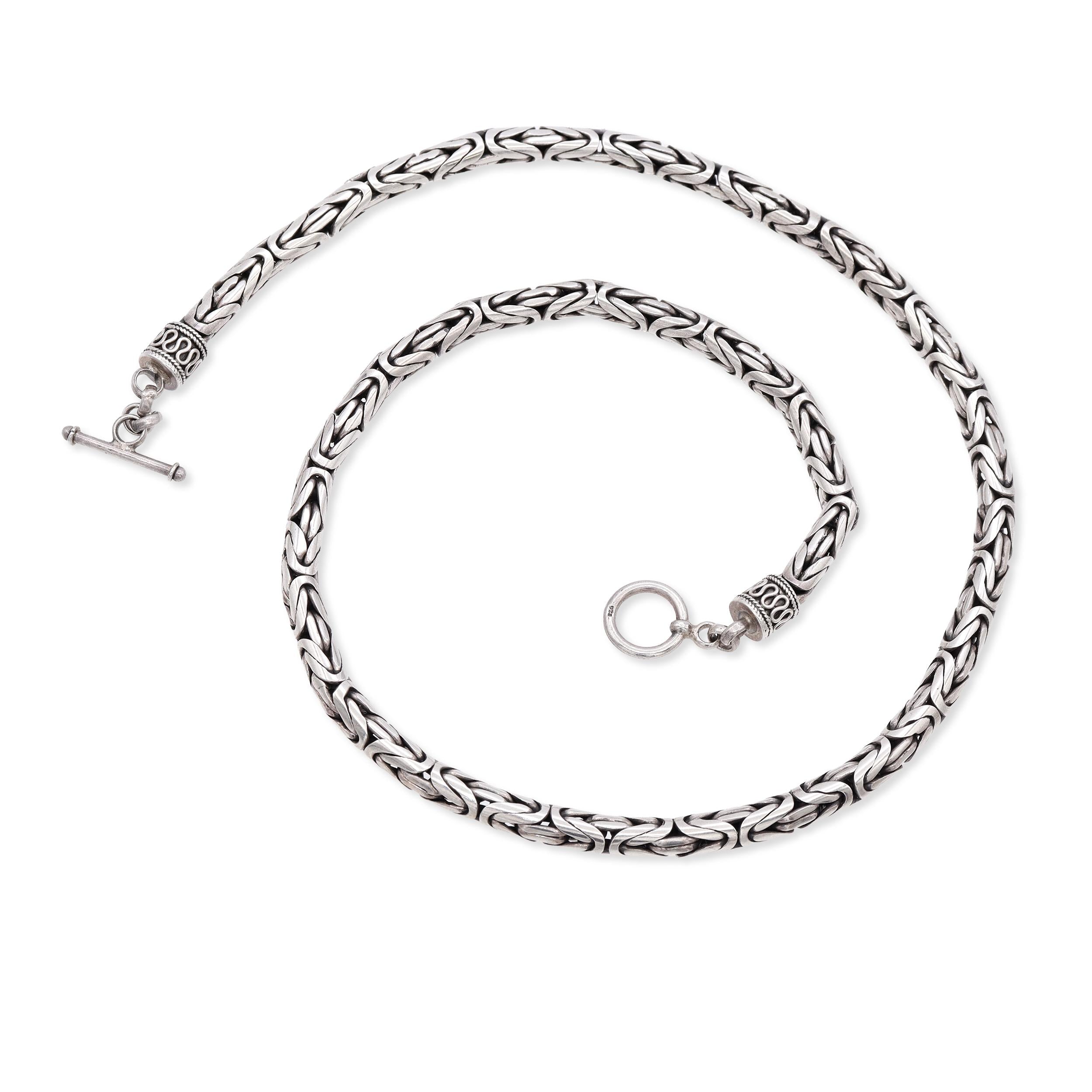 Vintage Sterling Silver Byzantine Toggle Clasp Chain