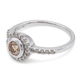14k White Gold 0.65tcw Champagne Diamond Halo Ring