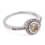 14k White Gold 0.65tcw Champagne Diamond Halo Ring