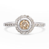 14k White Gold 0.65tcw Champagne Diamond Halo Ring