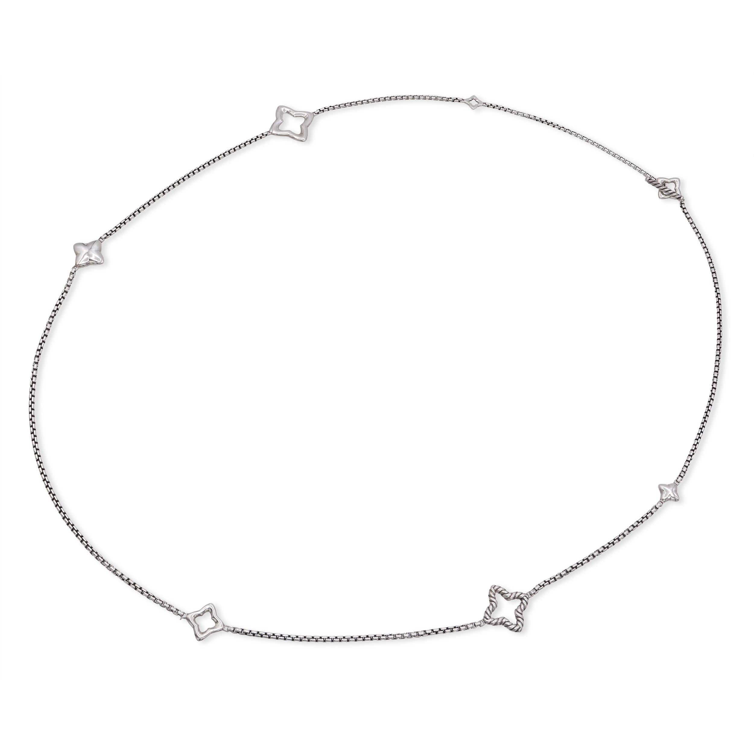 David Yurman Sterling Silver Quatrefoil Station Necklace