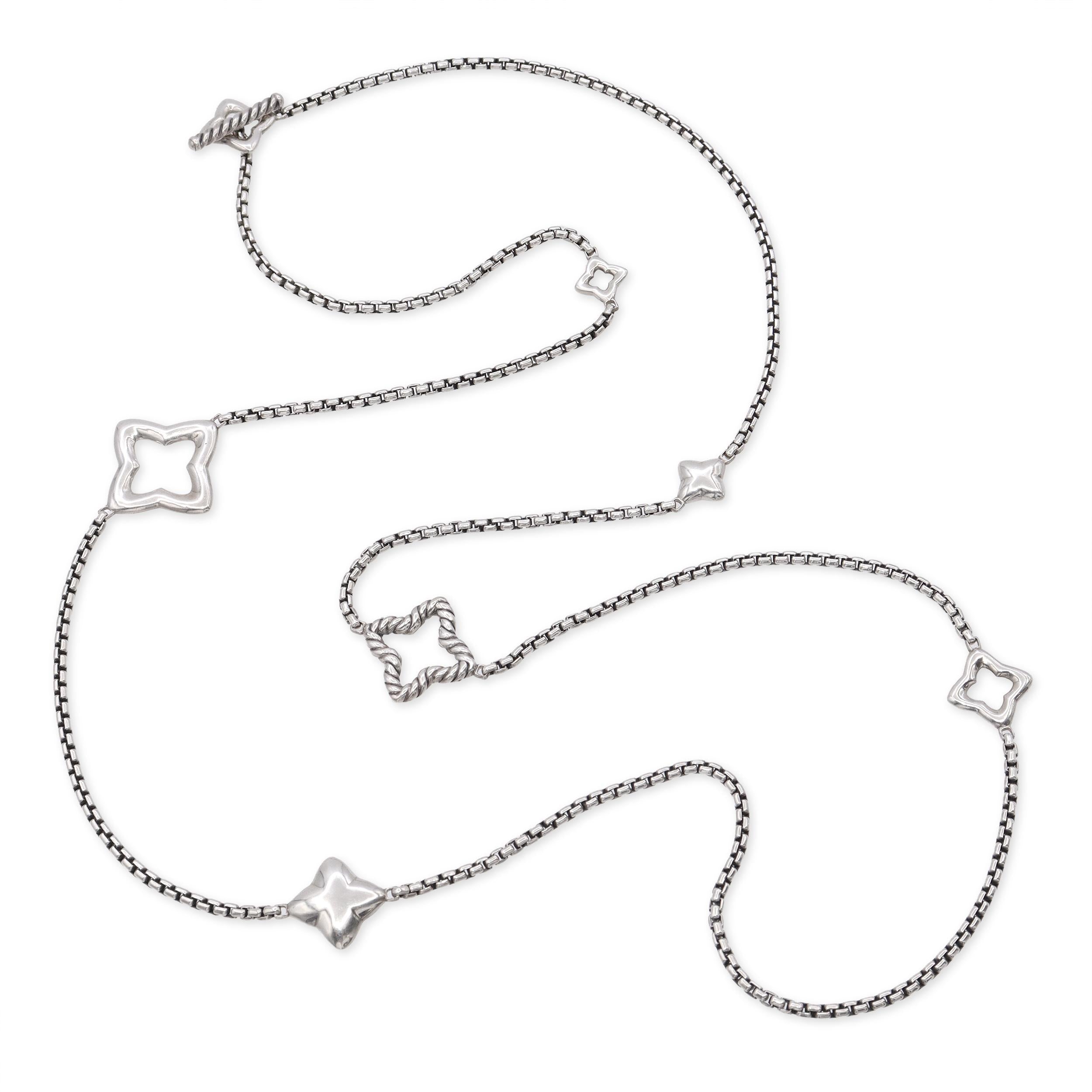 David Yurman Sterling Silver Quatrefoil Station Necklace