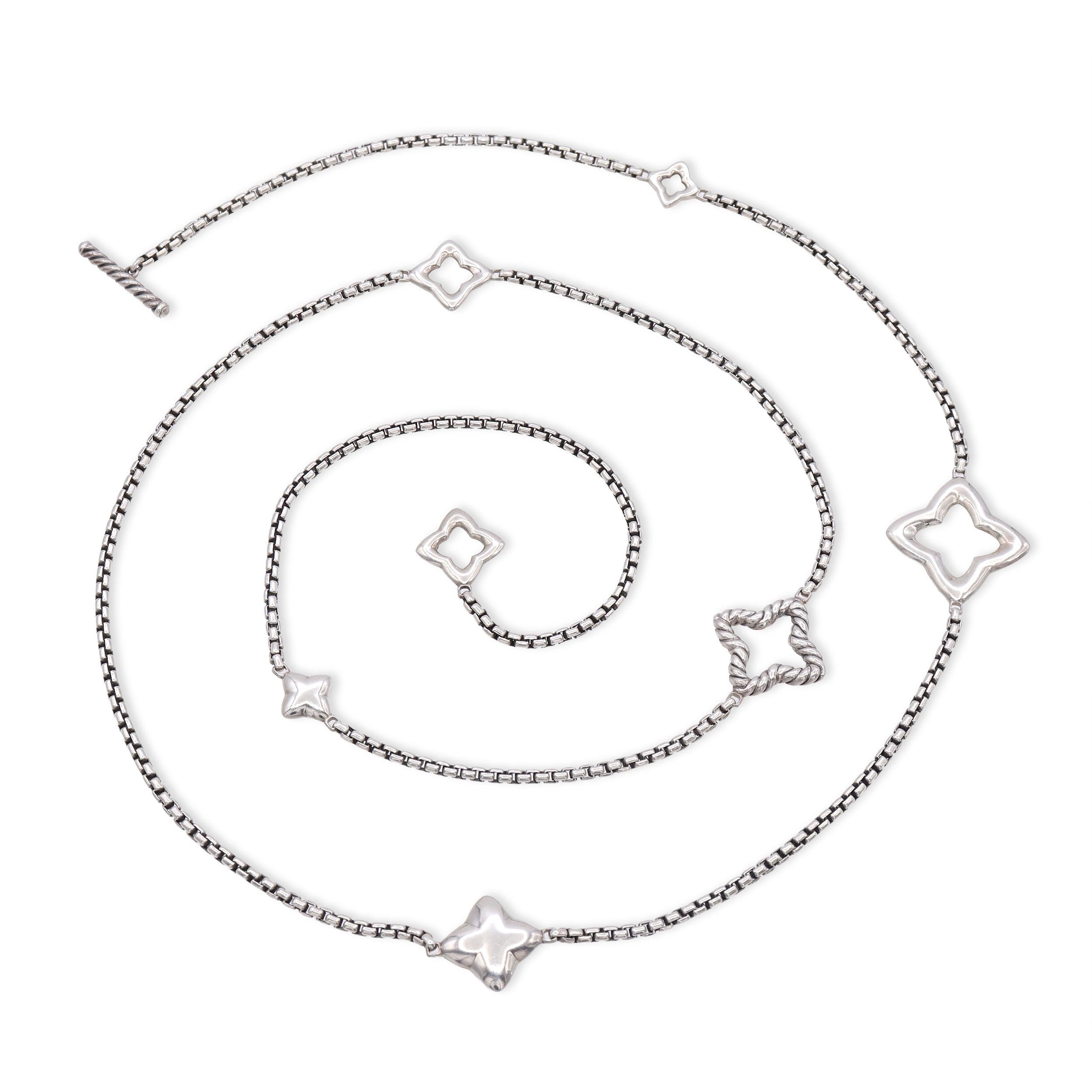 David Yurman Sterling Silver Quatrefoil Station Necklace