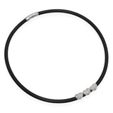 Elite 18K White Gold Diamond Heart Rubber Necklace