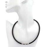 Elite 18K White Gold Diamond Heart Rubber Necklace