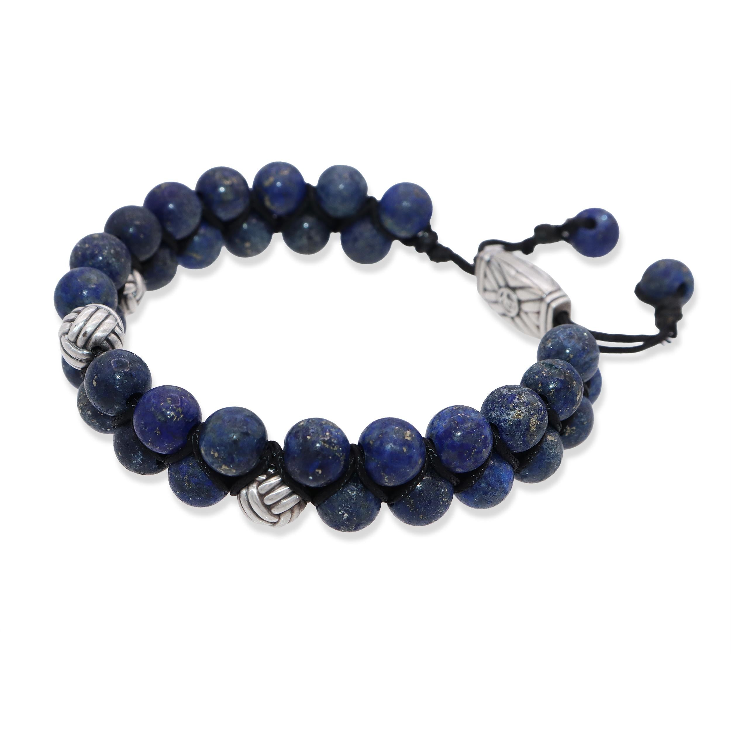 David Yurman Sterling Silver Lapis Lazuli Spiritual Beaded Bracelet