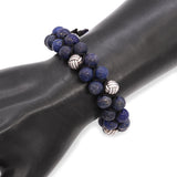 David Yurman Sterling Silver Lapis Lazuli Spiritual Beaded Bracelet