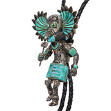 Vintage Native American Zuni Sterling Silver Multi-Stone Inlay Kachina Bolo Tie