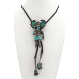 Vintage Native American Zuni Sterling Silver Multi-Stone Inlay Kachina Bolo Tie