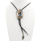 Vintage Sterling Silver Multi-Stone Inlay Bolo Tie