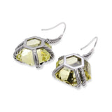 David Yurman Sterling Silver Cable Wrap Peridot & Diamond Drop Earrings