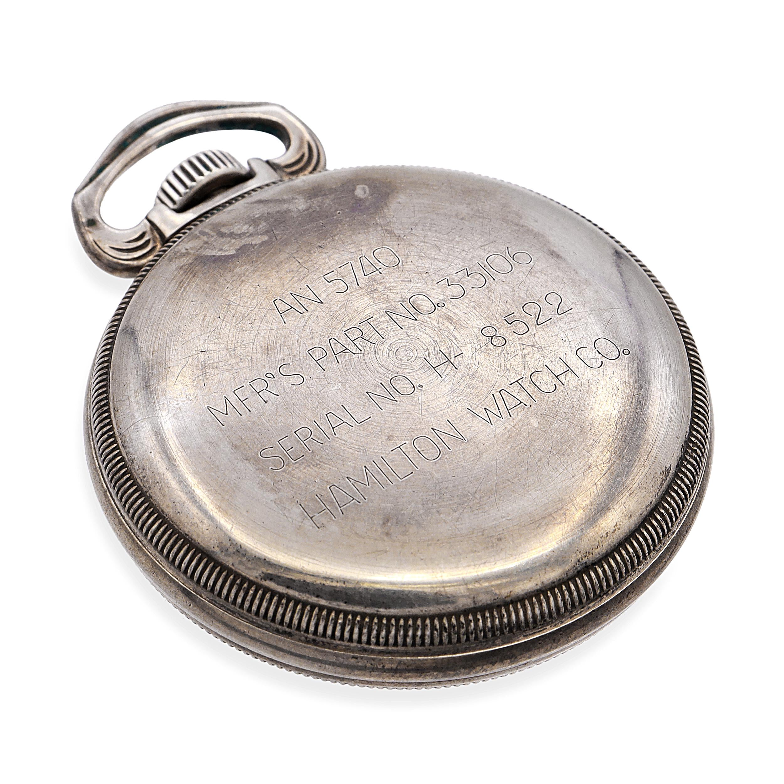 Vintage Hamilton GCT AN 5740 4992B 22 Jewel .800 Silver Pocket Watch