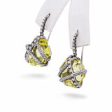David Yurman Sterling Silver Cable Wrap Peridot & Diamond Drop Earrings