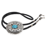 Vintage Southwestern Thomas Singer Navajo Sterling Silver Turquoise Bolo Tie