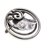 Vintage 1940s George Jensen Sterling Silver Lotus Leaf Brooch