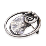 Vintage 1940s George Jensen Sterling Silver Lotus Leaf Brooch