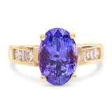 Vintage 18k Yellow Gold Tanzanite and Diamond Ring