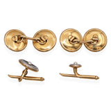 Vintage 14K Yellow Gold Mother of Pearl and Seed Pearl Cufflink & Shirt Stud Set