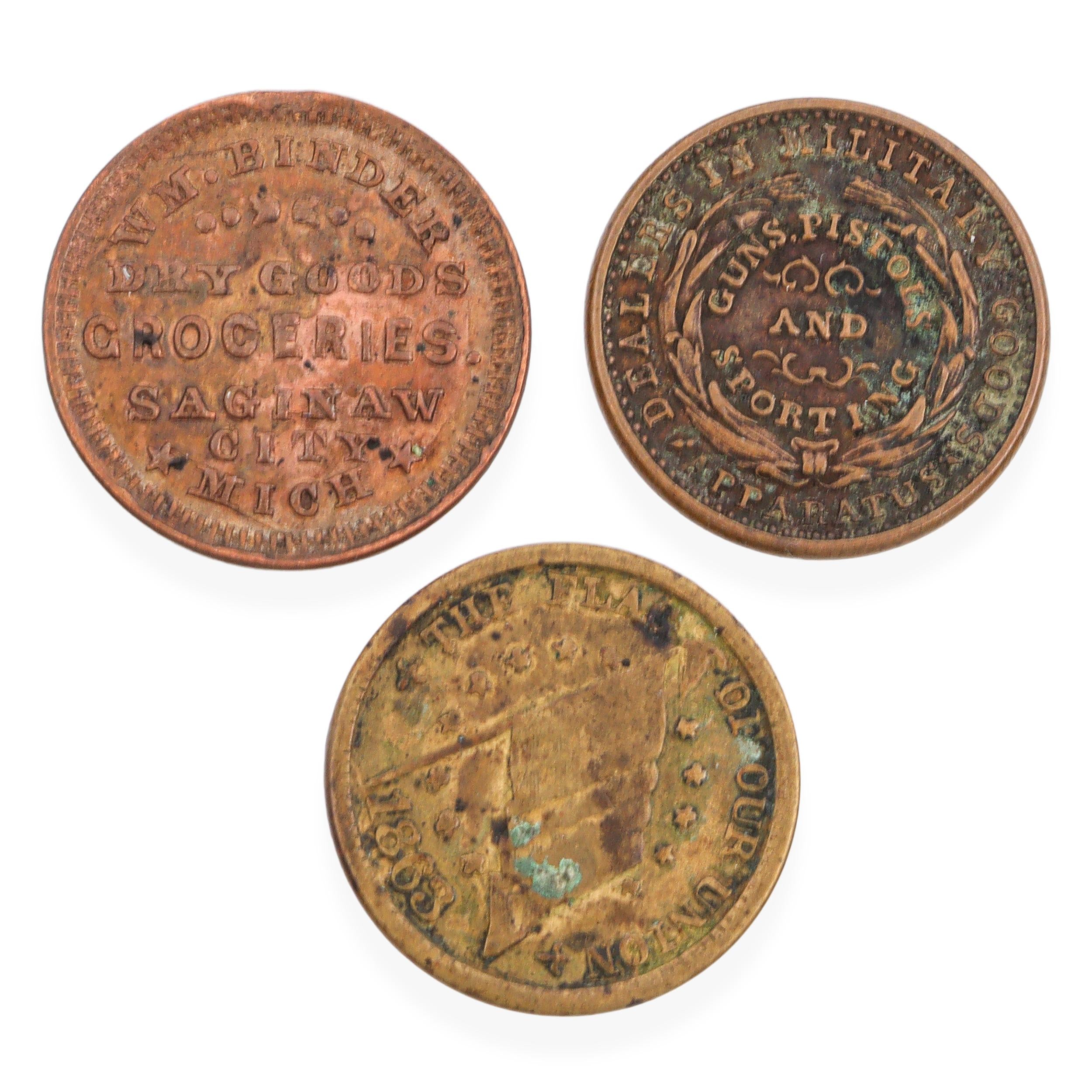 Lot of 3 Civil War Patriotic Tokens