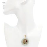 Vintage 14k Yellow Gold Multi-Gemstone Sailboat with Green Jade Donut Pendant