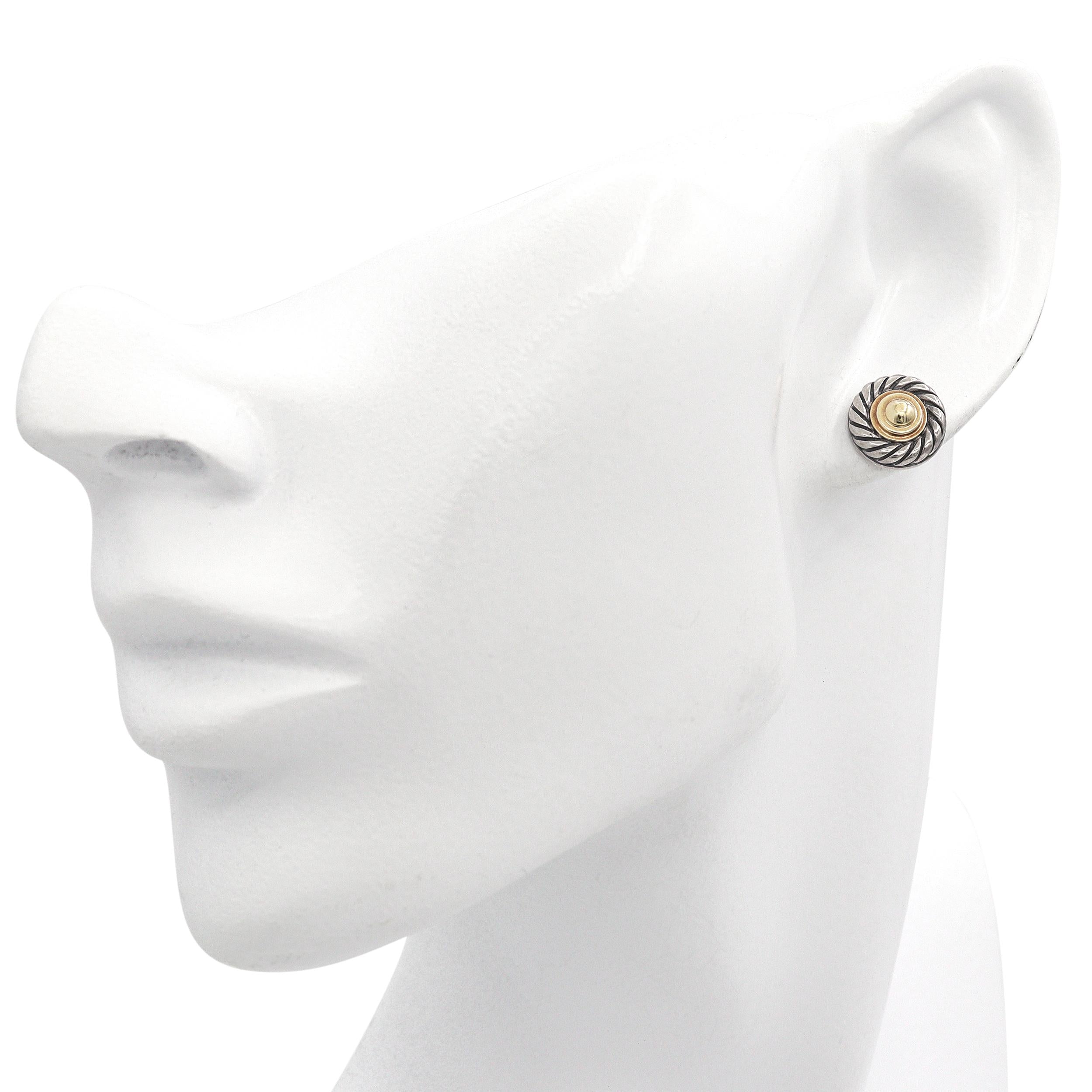 David Yurman 14K Yellow Gold & Sterling Silver Cable Dome Stud Earrings