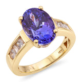 Vintage 18k Yellow Gold Tanzanite and Diamond Ring