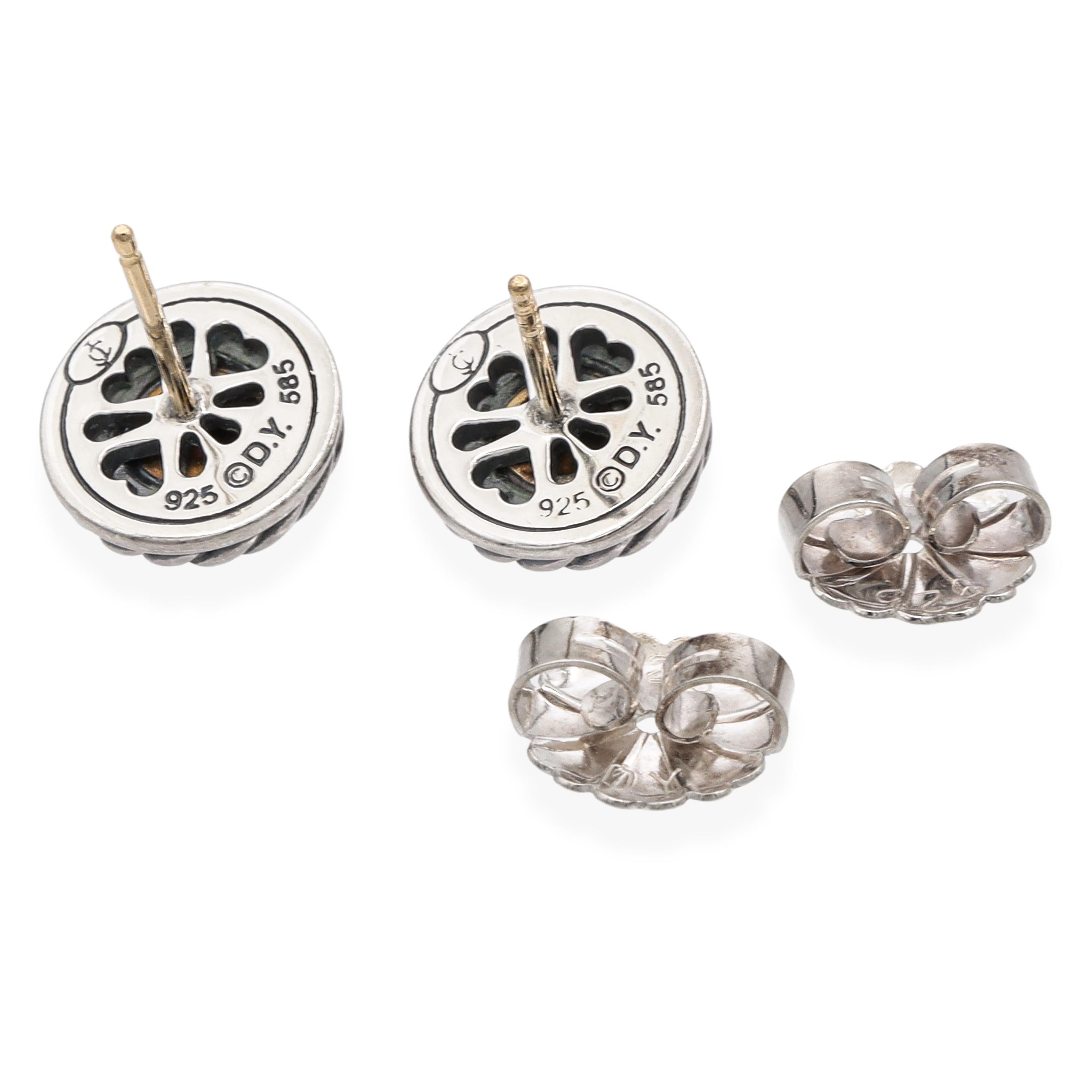 David Yurman 14K Yellow Gold & Sterling Silver Cable Dome Stud Earrings