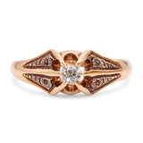 Victorian 14k Rose Gold Old European Cut Diamond Solitaire Engagement Ring