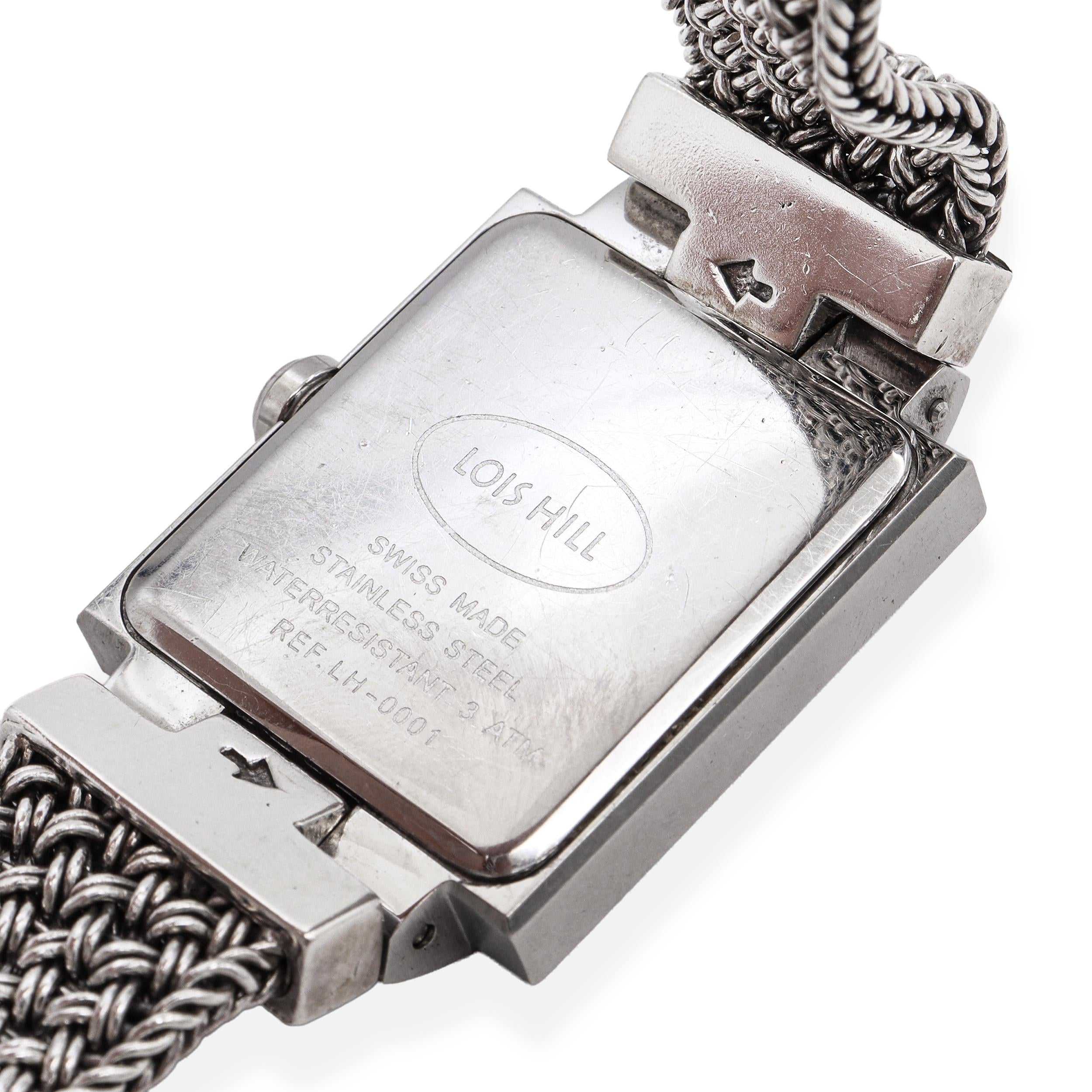 Lois Hill Stainless Steel MOP Dial Sterling Silver Bracelet Date Watch LH-0001