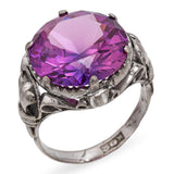 Lot of 2 Vintage Synthetic Pink Sapphire & Red Coral Rings