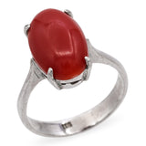 Lot of 2 Vintage Synthetic Pink Sapphire & Red Coral Rings