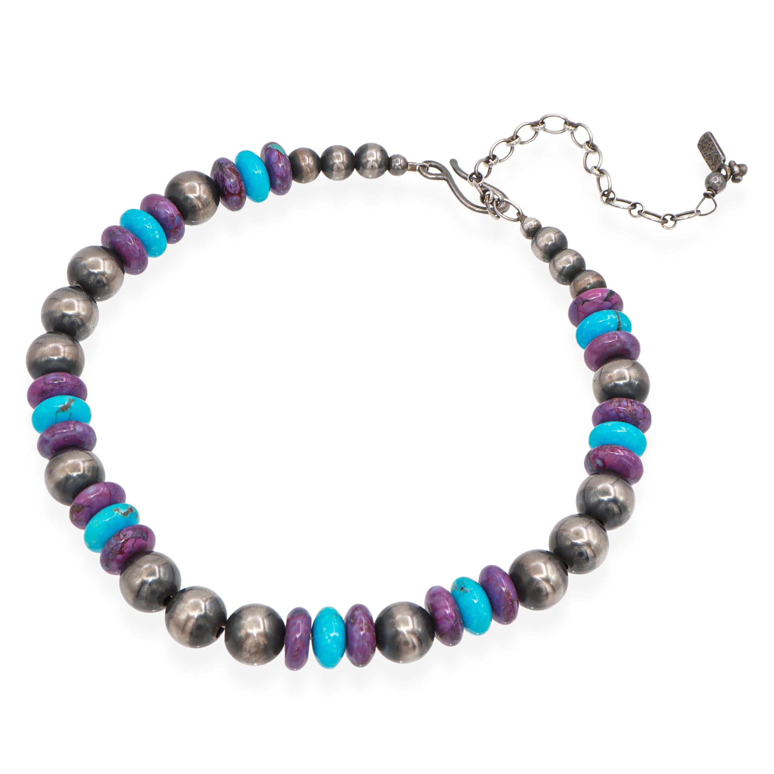 Rocki Gorman Southwestern Sterling Silver Turquoise Beaded Strand Necklace