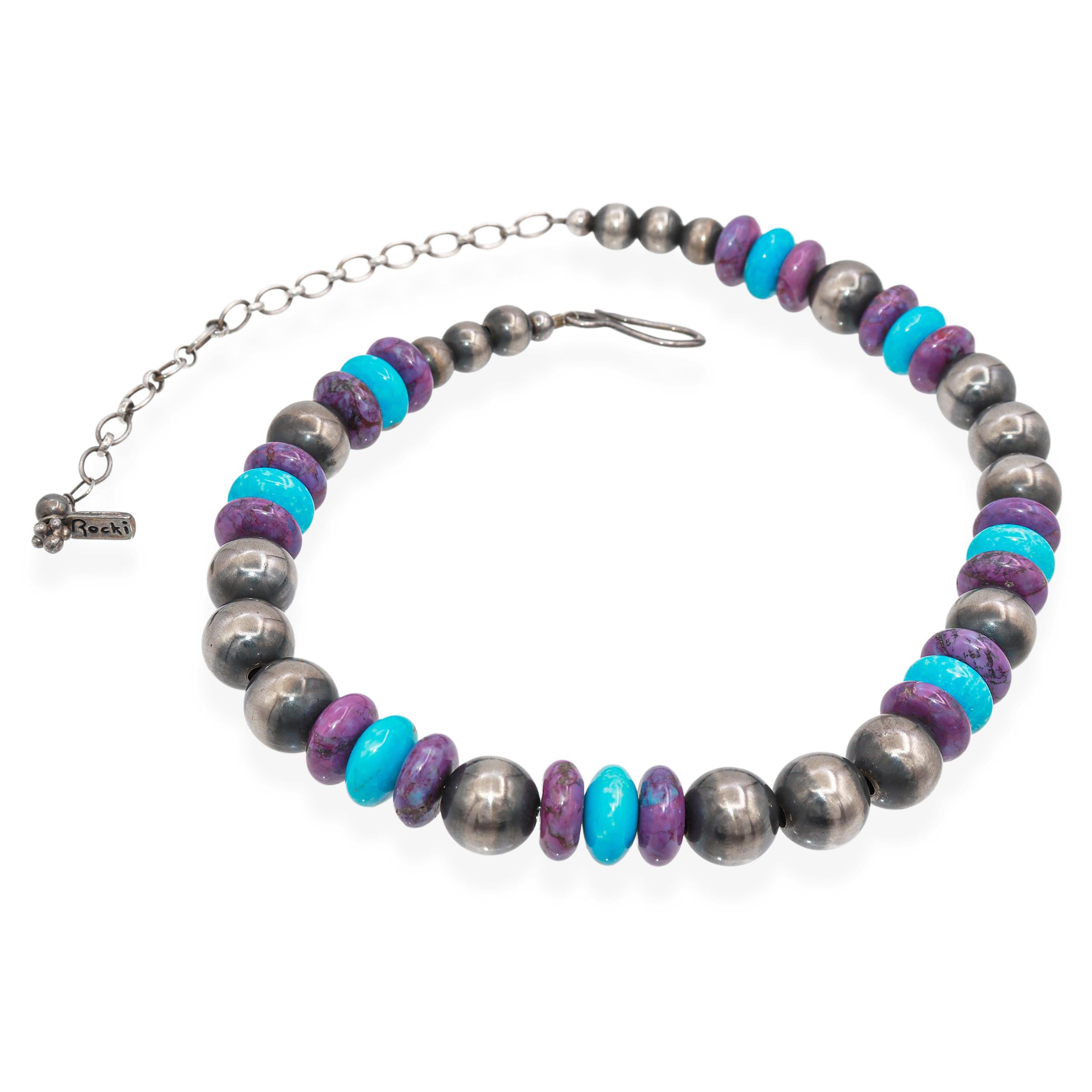 Rocki Gorman Southwestern Sterling Silver Turquoise Beaded Strand Necklace