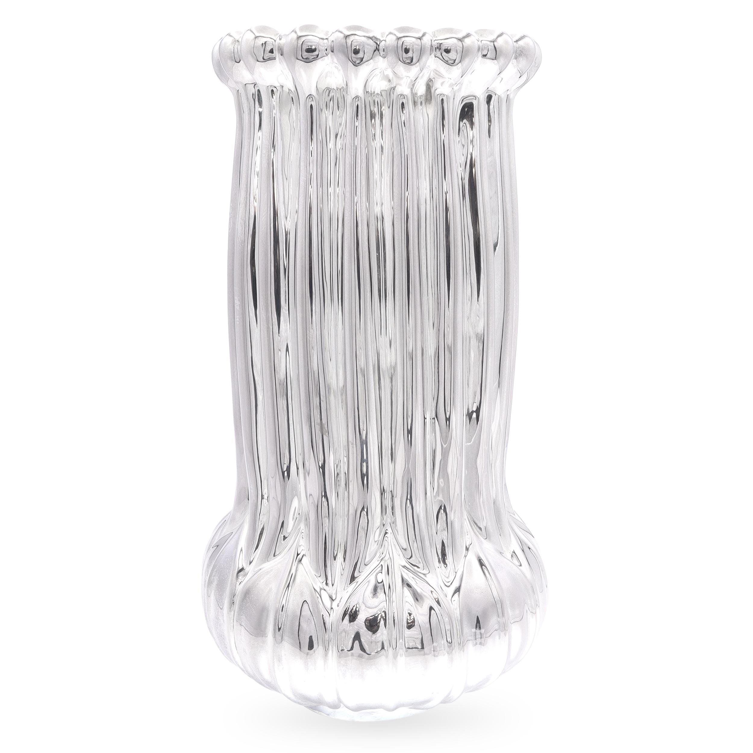 Tiffany & Co. Louis Comfort Sterling Silver Ribbed Vase
