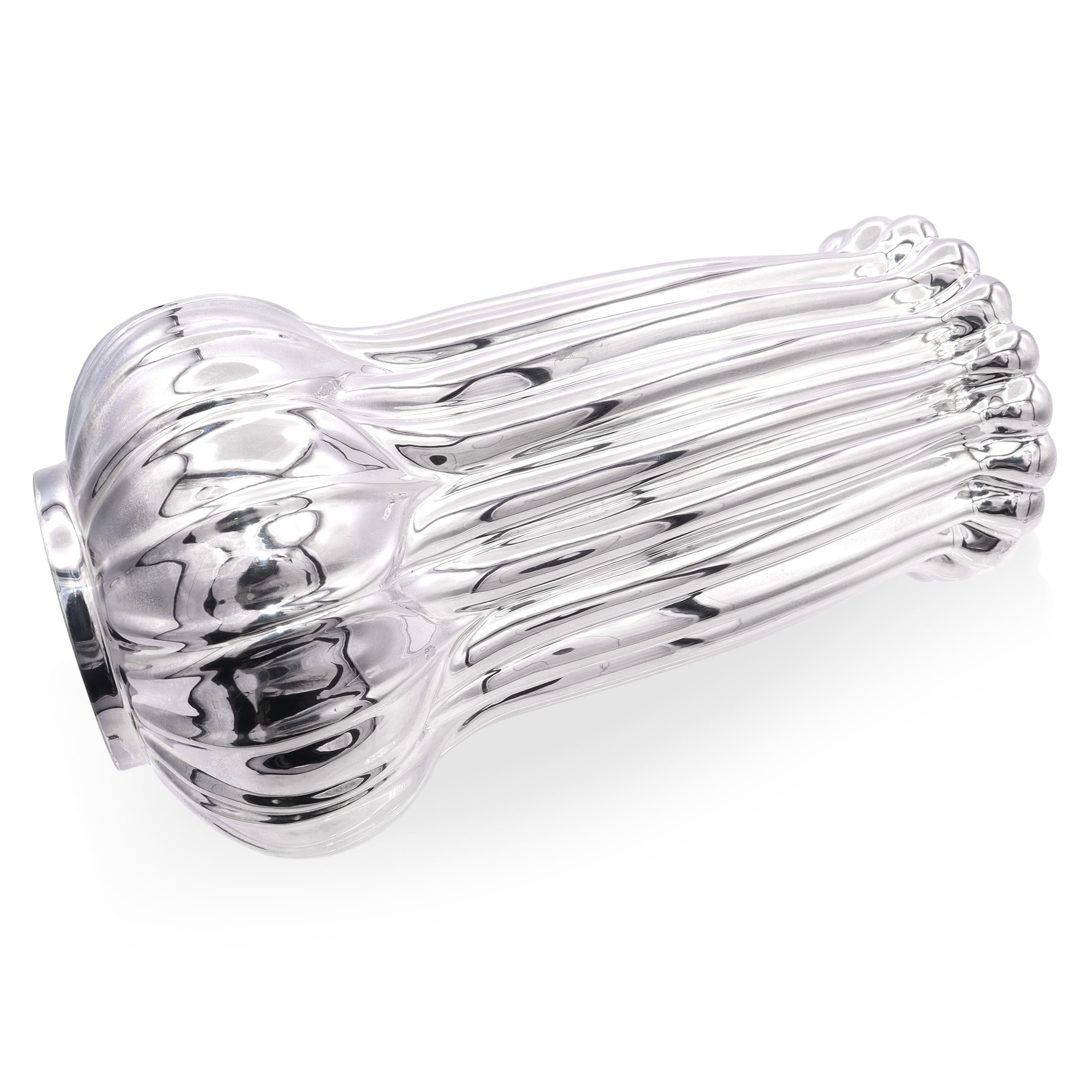 Tiffany & Co. Louis Comfort Sterling Silver Ribbed Vase