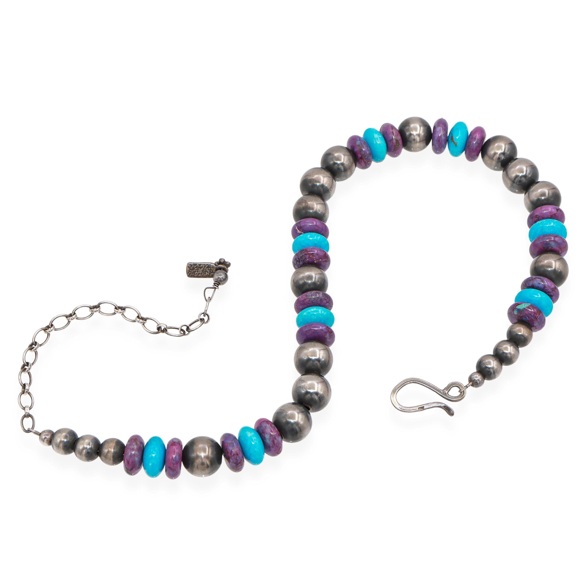 Rocki Gorman Southwestern Sterling Silver Turquoise Beaded Strand Necklace